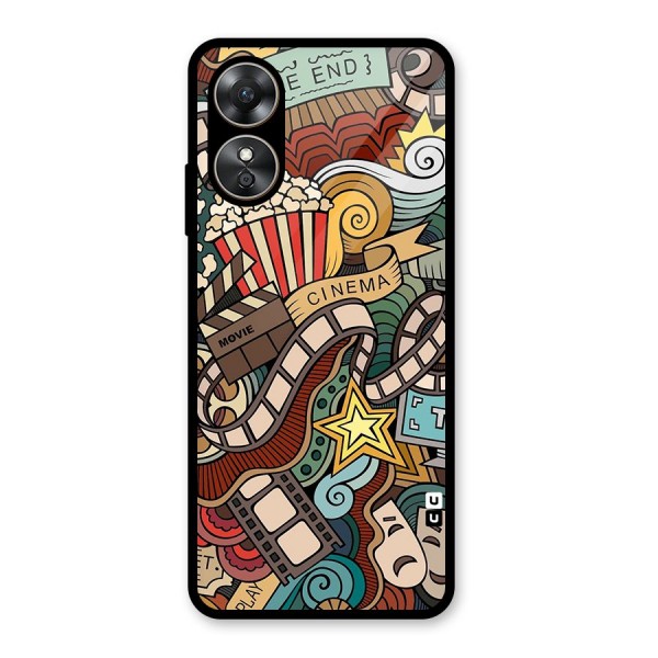 Retro Doodle Art Glass Back Case for Oppo A17