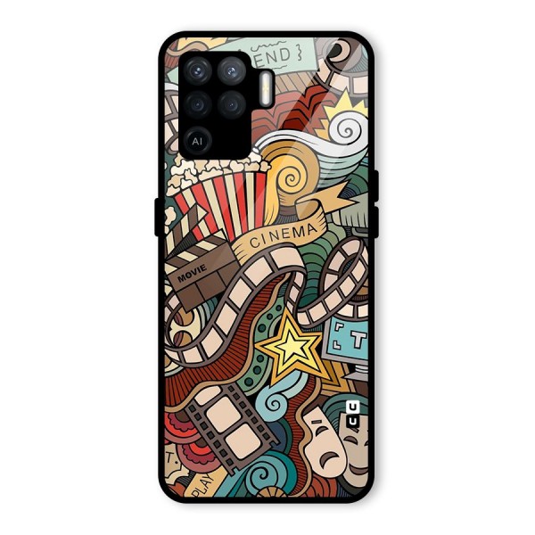 Retro Doodle Art Glass Back Case for Oppo F19 Pro