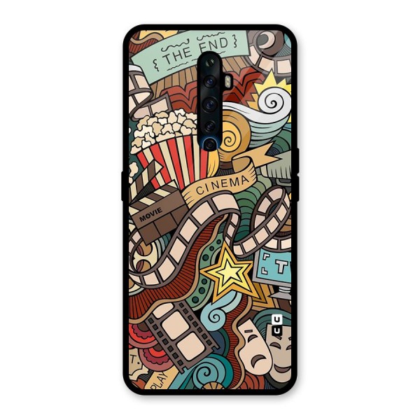 Retro Doodle Art Glass Back Case for Oppo Reno2 Z