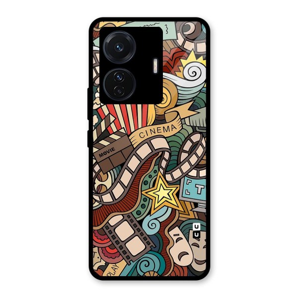 Retro Doodle Art Glass Back Case for Vivo T1 Pro