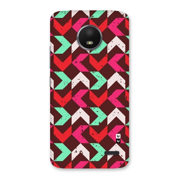 Retro Red Pink Pattern Back Case for Moto E4