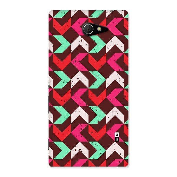 Retro Red Pink Pattern Back Case for Sony Xperia M2