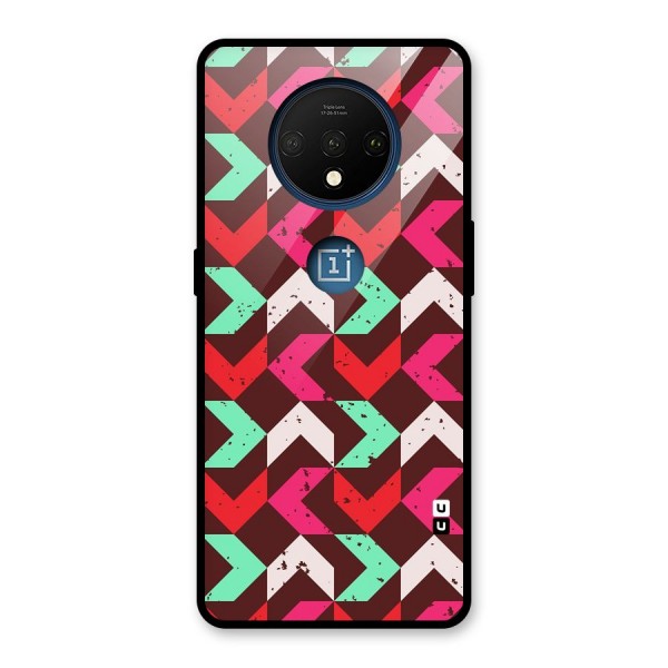 Retro Red Pink Pattern Glass Back Case for OnePlus 7T