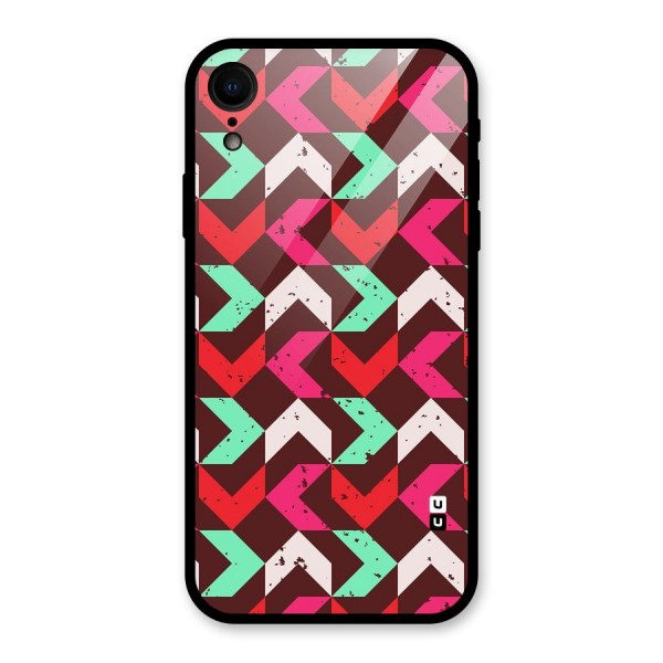 Retro Red Pink Pattern Glass Back Case for XR