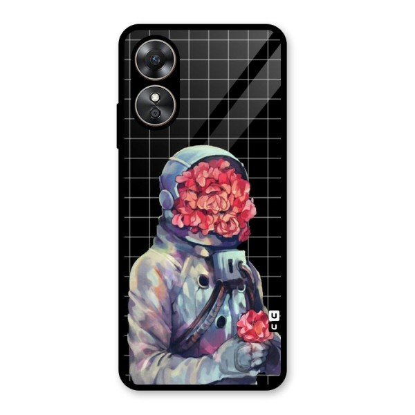 Robot Rose Glass Back Case for Oppo A17