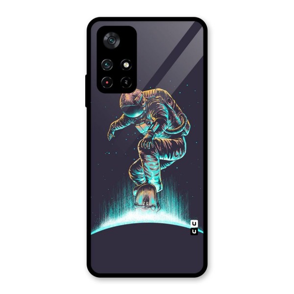 Rolling Spaceman Glass Back Case for Poco M4 Pro 5G