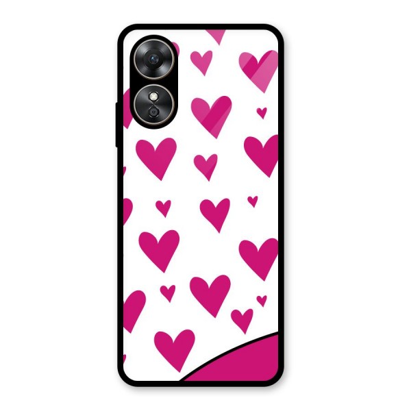 Romantic Couples with Hearts Glass Back Case for Oppo A17