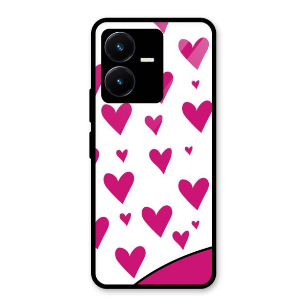 Romantic Couples with Hearts Glass Back Case for Vivo Y22