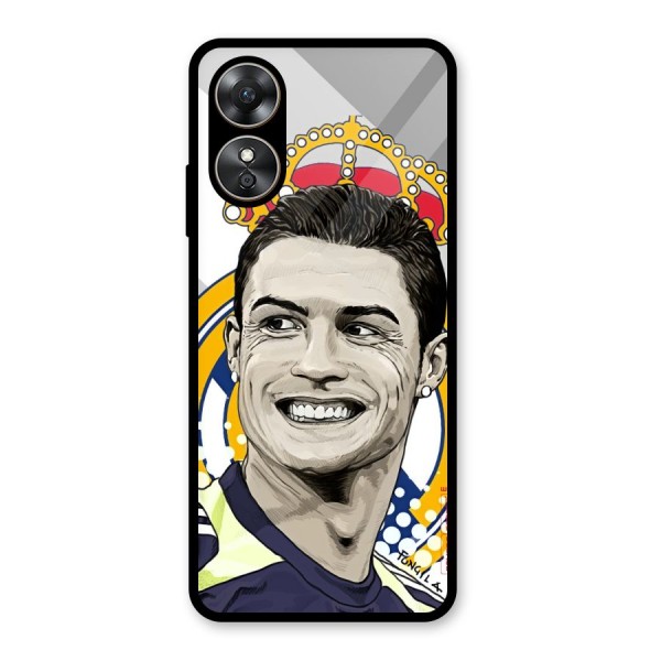 Ronaldo Madrid King Glass Back Case for Oppo A17