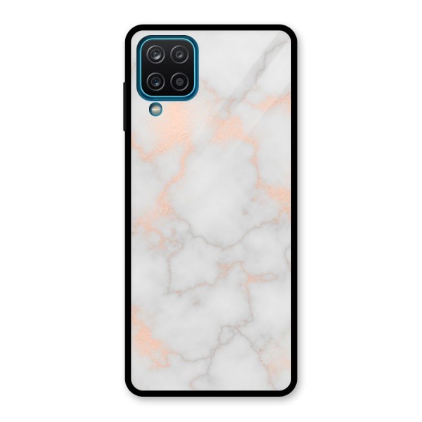 RoseGold Marble Glass Back Case for Galaxy A12