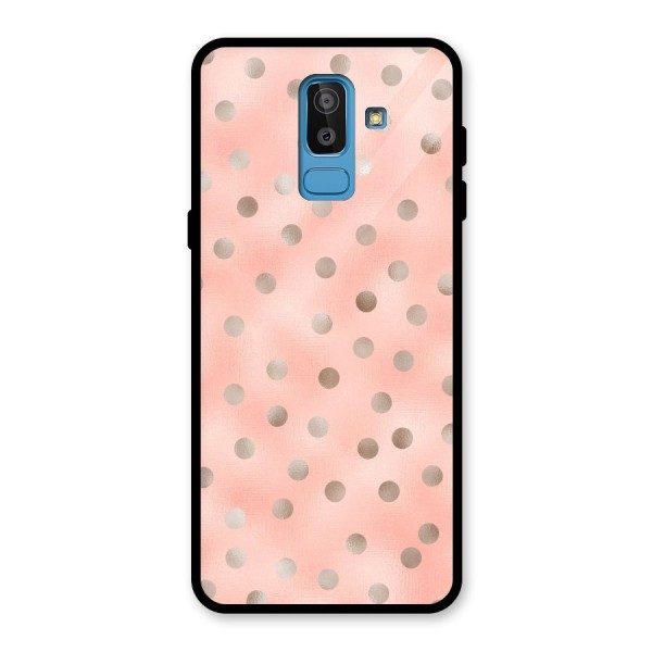 RoseGold Polka Dots Glass Back Case for Galaxy J8