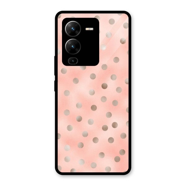 RoseGold Polka Dots Glass Back Case for Vivo V25 Pro