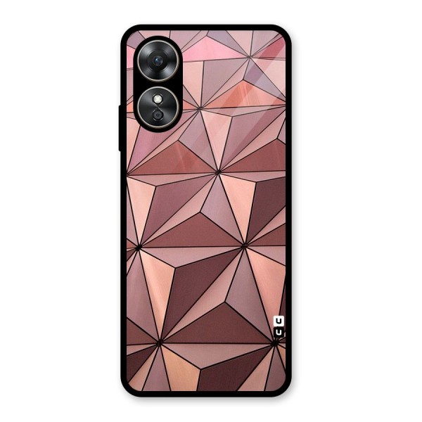 Rosegold Abstract Shapes Glass Back Case for Oppo A17