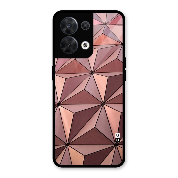 Rosegold Abstract Shapes Glass Back Case for Oppo Reno8 5G