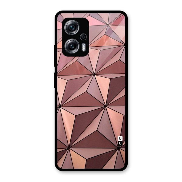 Rosegold Abstract Shapes Glass Back Case for Redmi K50i