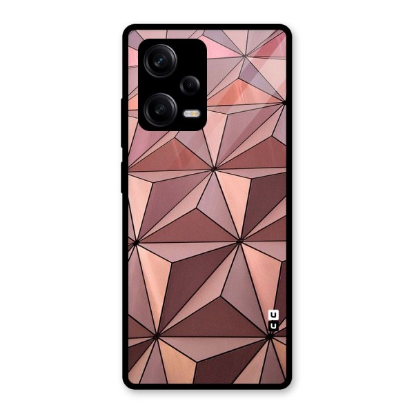 Rosegold Abstract Shapes Glass Back Case for Redmi Note 12 Pro