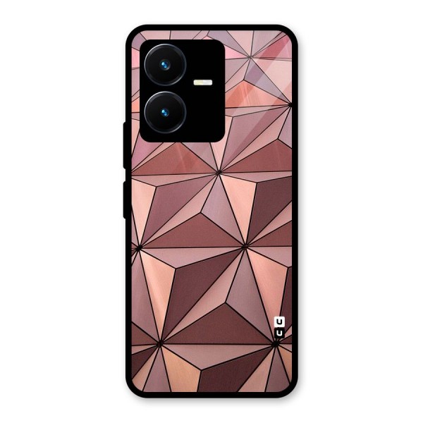 Rosegold Abstract Shapes Glass Back Case for Vivo Y22