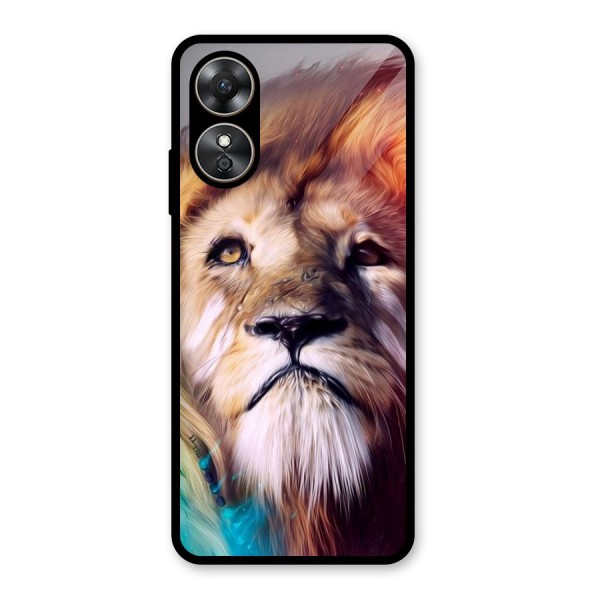 Royal Lion Glass Back Case for Oppo A17