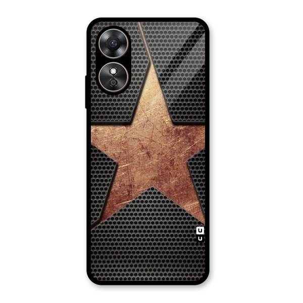 Rugged Gold Star Glass Back Case for Oppo A17