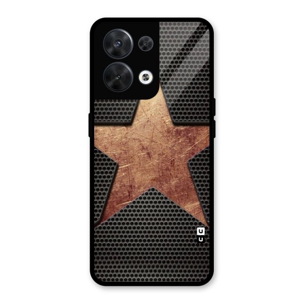 Rugged Gold Star Glass Back Case for Oppo Reno8 5G