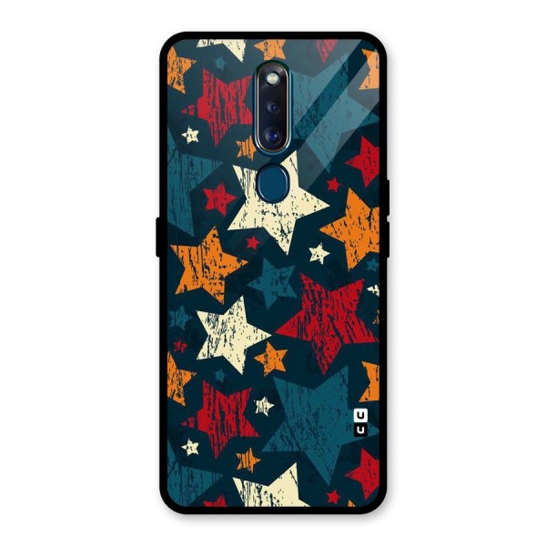 Rugged Star Design Glass Back Case for Oppo F11 Pro