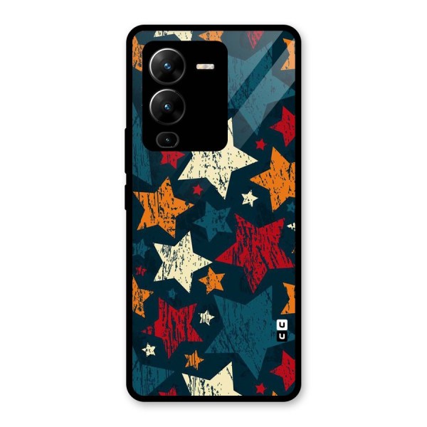 Rugged Star Design Glass Back Case for Vivo V25 Pro