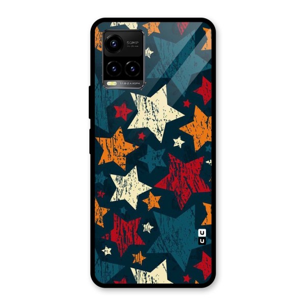 Rugged Star Design Glass Back Case for Vivo Y21 2021