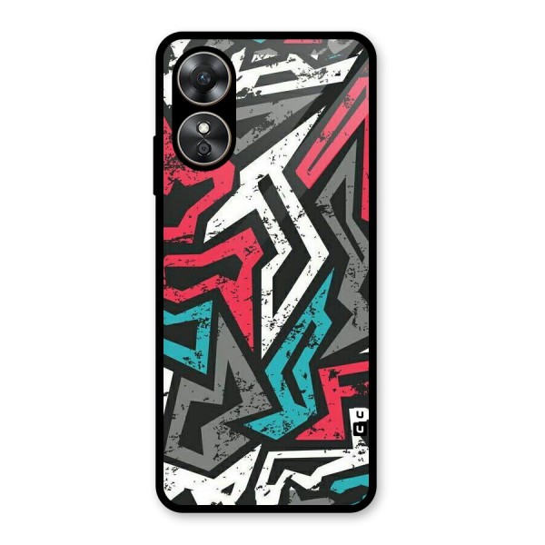 Rugged Strike Abstract Glass Back Case for Oppo A17