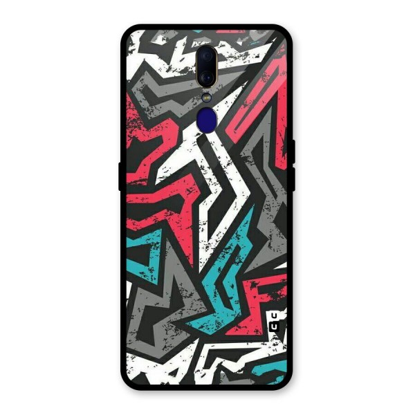 Rugged Strike Abstract Glass Back Case for Oppo F11