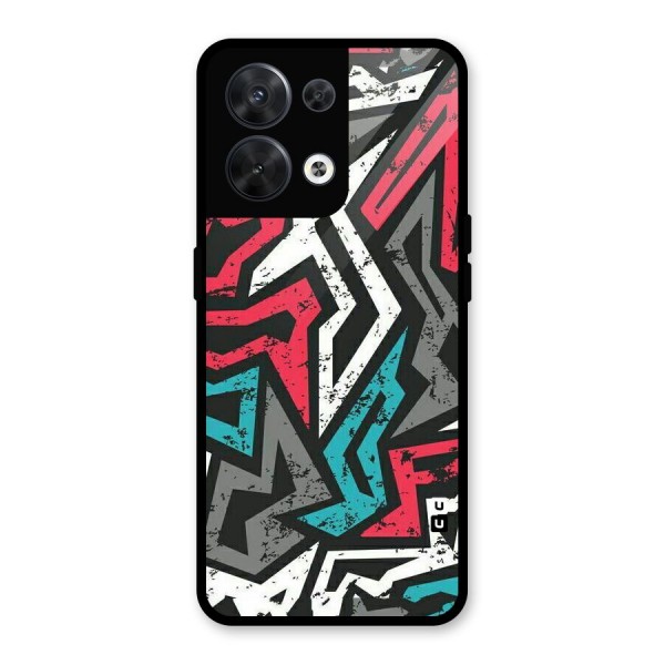 Rugged Strike Abstract Glass Back Case for Oppo Reno8 5G