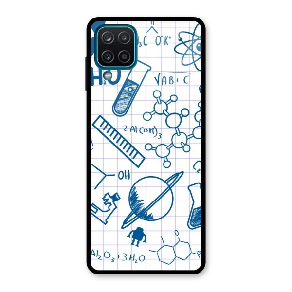 Science Notebook Glass Back Case for Galaxy A12