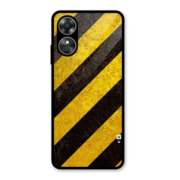 Shaded Yellow Stripes Glass Back Case for Oppo A17