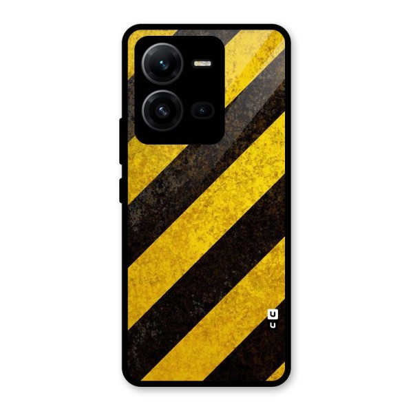 Shaded Yellow Stripes Glass Back Case for Vivo V25