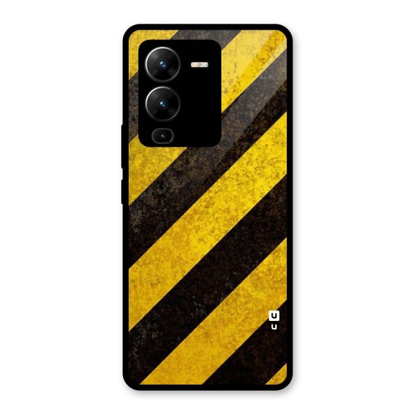 Shaded Yellow Stripes Glass Back Case for Vivo V25 Pro