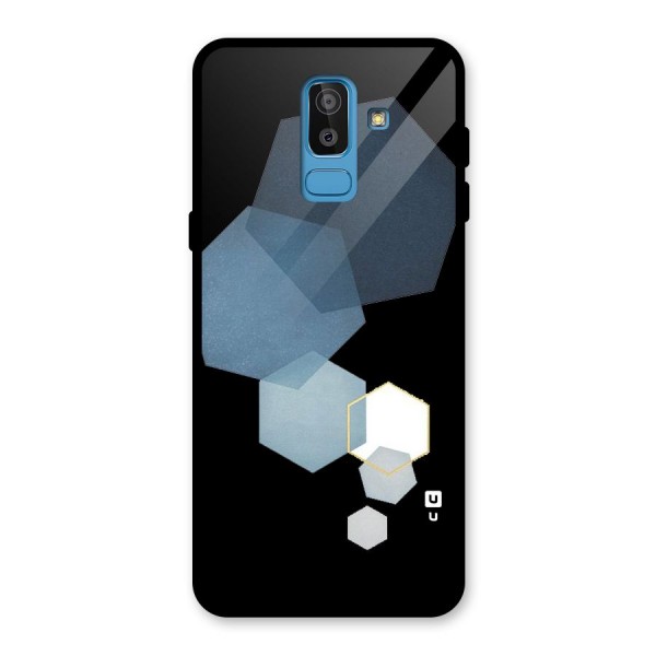 Shades Of Blue Shapes Glass Back Case for Galaxy J8