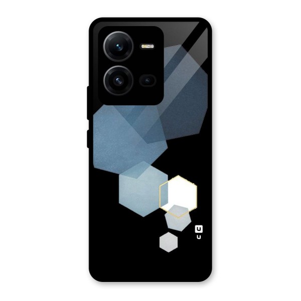 Shades Of Blue Shapes Glass Back Case for Vivo V25