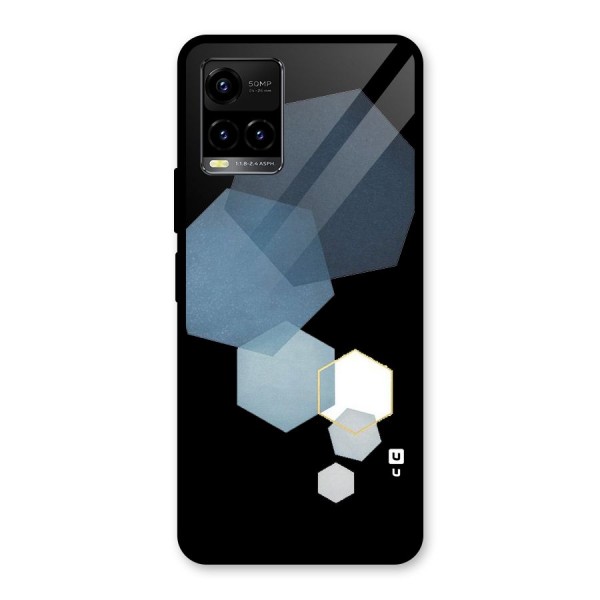 Shades Of Blue Shapes Glass Back Case for Vivo Y21G