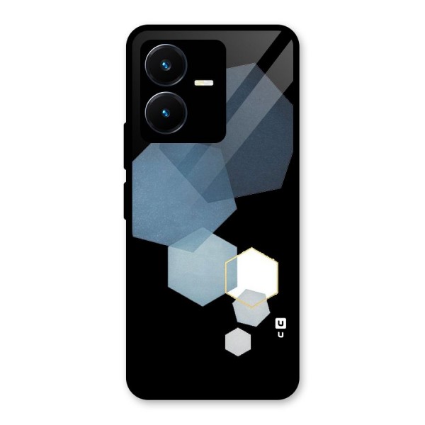 Shades Of Blue Shapes Glass Back Case for Vivo Y22