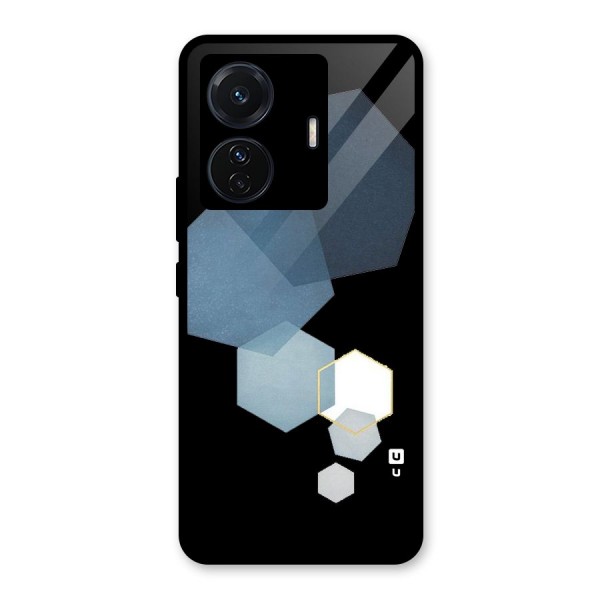 Shades Of Blue Shapes Glass Back Case for Vivo iQOO Z6 Pro
