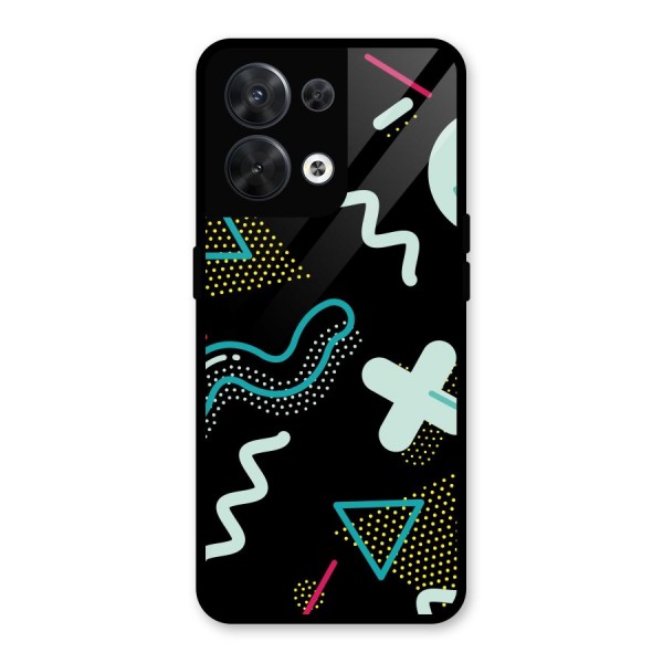 Shapes Pattern Glass Back Case for Oppo Reno8 5G