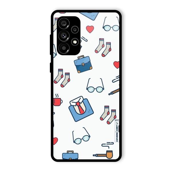 Shirt Spectacles Pattern Glass Back Case for Galaxy A73 5G