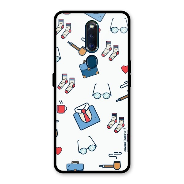 Shirt Spectacles Pattern Glass Back Case for Oppo F11 Pro