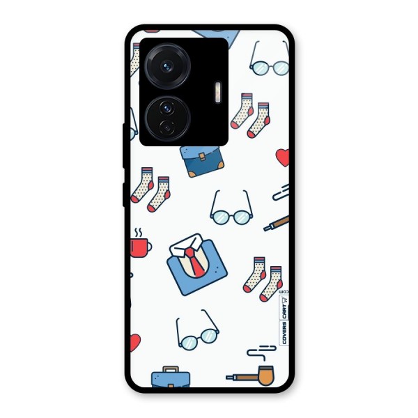 Shirt Spectacles Pattern Glass Back Case for Vivo T1 Pro