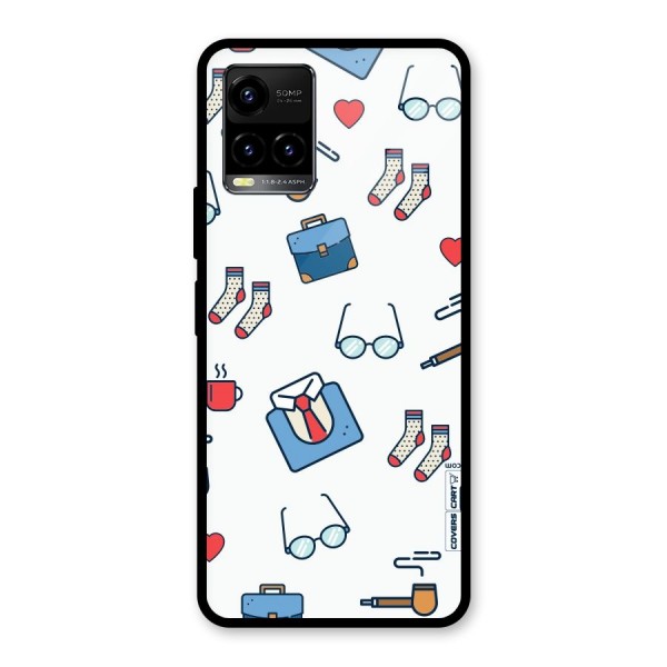 Shirt Spectacles Pattern Glass Back Case for Vivo Y21 2021