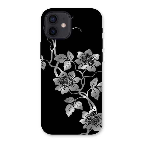 Silver Grey Flowers Back Case for iPhone 12