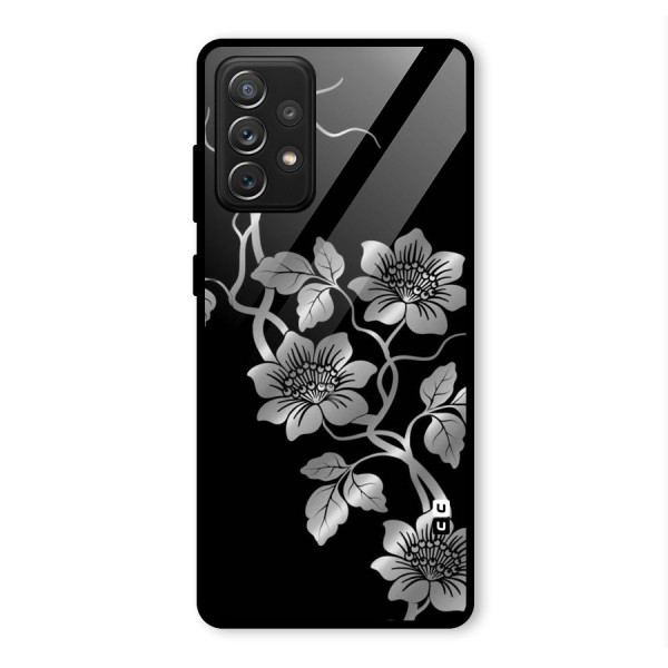 Silver Grey Flowers Glass Back Case for Galaxy A72