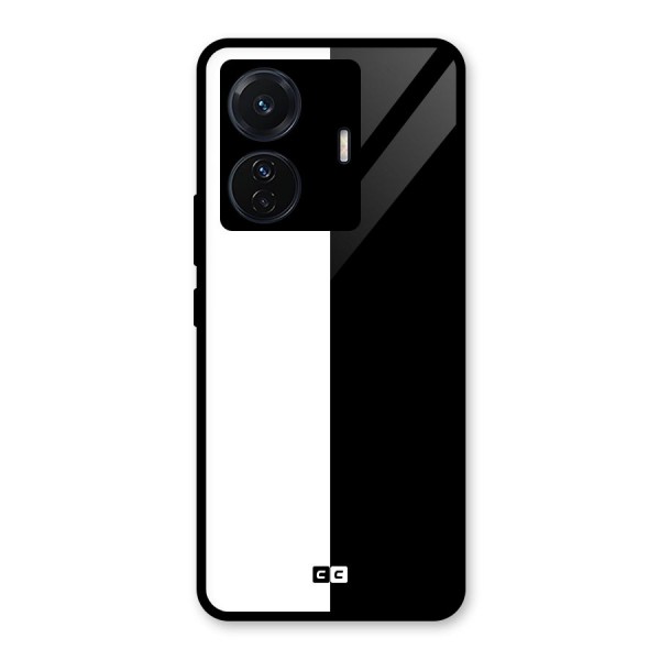 Simple Black White Glass Back Case for Vivo T1 Pro