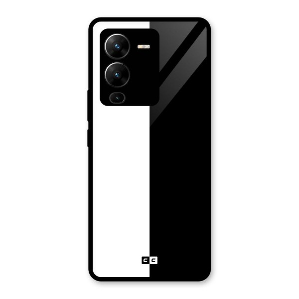 Simple Black White Glass Back Case for Vivo V25 Pro