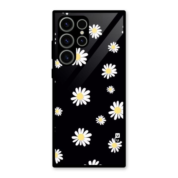 Simple Sunflowers Pattern Glass Back Case for Galaxy S23 Ultra