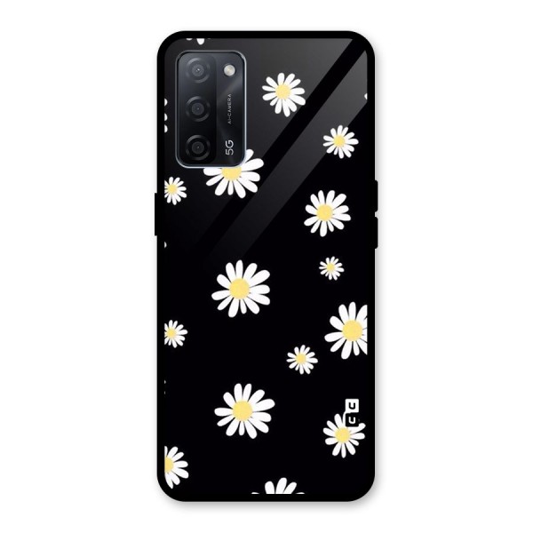 Simple Sunflowers Pattern Glass Back Case for Oppo A53s 5G